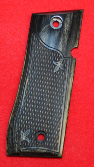 Colt Government .380 Pistol Grip - Altamont, Classic Panel, Checkered Silver Black w/ Smooth Border