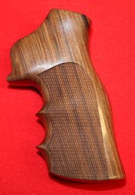 Ruger GP100/Super Redhawk Revolver Grip - Hogue, Oversize Finger Groove, Checkered Fancy Wood
