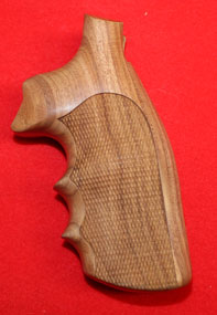 Ruger Security Six Revolver Grip - Hogue, Oversize Finger Groove, Checkered Fancy Wood