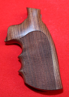 Colt Trooper MK III Revolver Grip - Hogue, Oversize Finger Groove, Checkered Fancy Wood