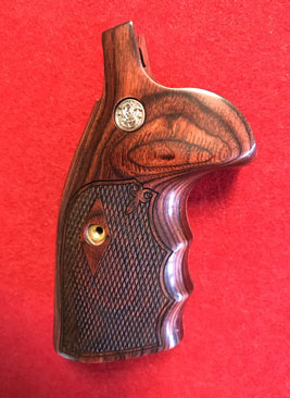 Smith & Wesson K & L Round Conversion Revolver Grip - Altamont, Finger Groove, Chk Rosewood w/ S&W M