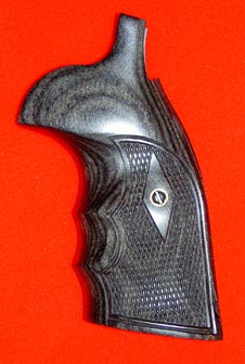 Smith & Wesson N Round Conversion Revolver Grip - Altamont, Finger Groove, Checkered Silver Black