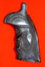 Quality Smith & Wesson N Round Conversion Revolver Grip - Altamont, Finger Groove, Checkered Silver Black